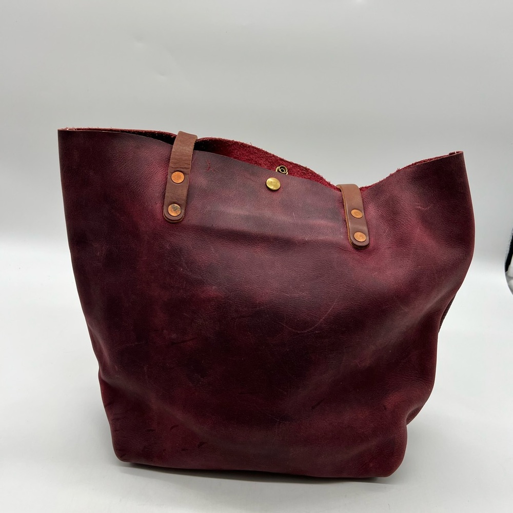 KMM & Co Women’s Red Kodiak Leather tote full grain soft Handles handbag